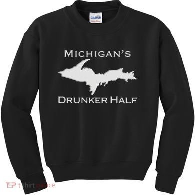 Michigans Drunker Half Upper Peninsula Yooper 906 Kids Sweatshirt