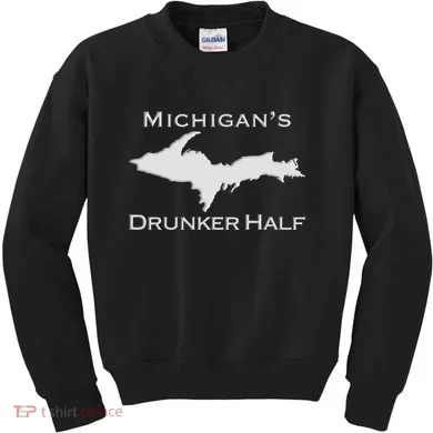 Michigans Drunker Half Upper Peninsula Yooper 906 Kids Sweatshirt