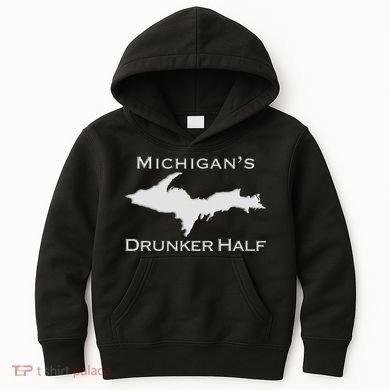 Michigans Drunker Half Upper Peninsula Yooper 906 Kids Hoodie