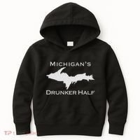 Michigans Drunker Half Upper Peninsula Yooper 906 Kids Hoodie thumb 0