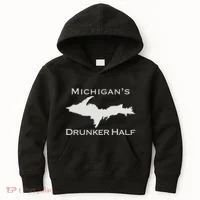 Michigans Drunker Half Upper Peninsula Yooper 906 Kids Hoodie thumb 0