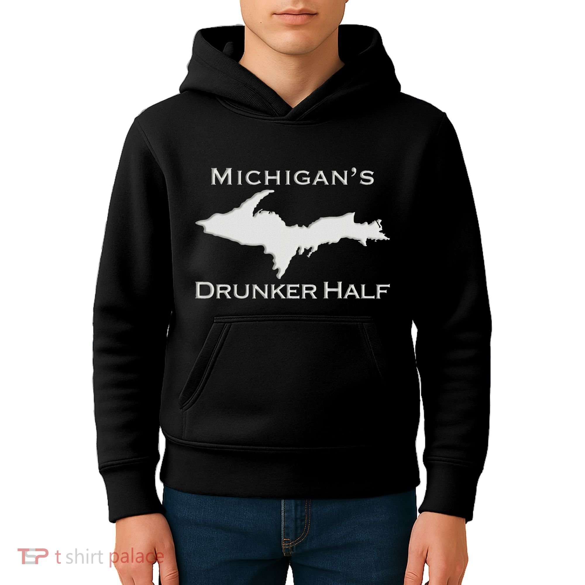 Michigans Drunker Half Upper Peninsula Yooper 906 Kids Hoodie