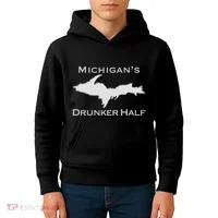 Michigans Drunker Half Upper Peninsula Yooper 906 Kids Hoodie thumb 4