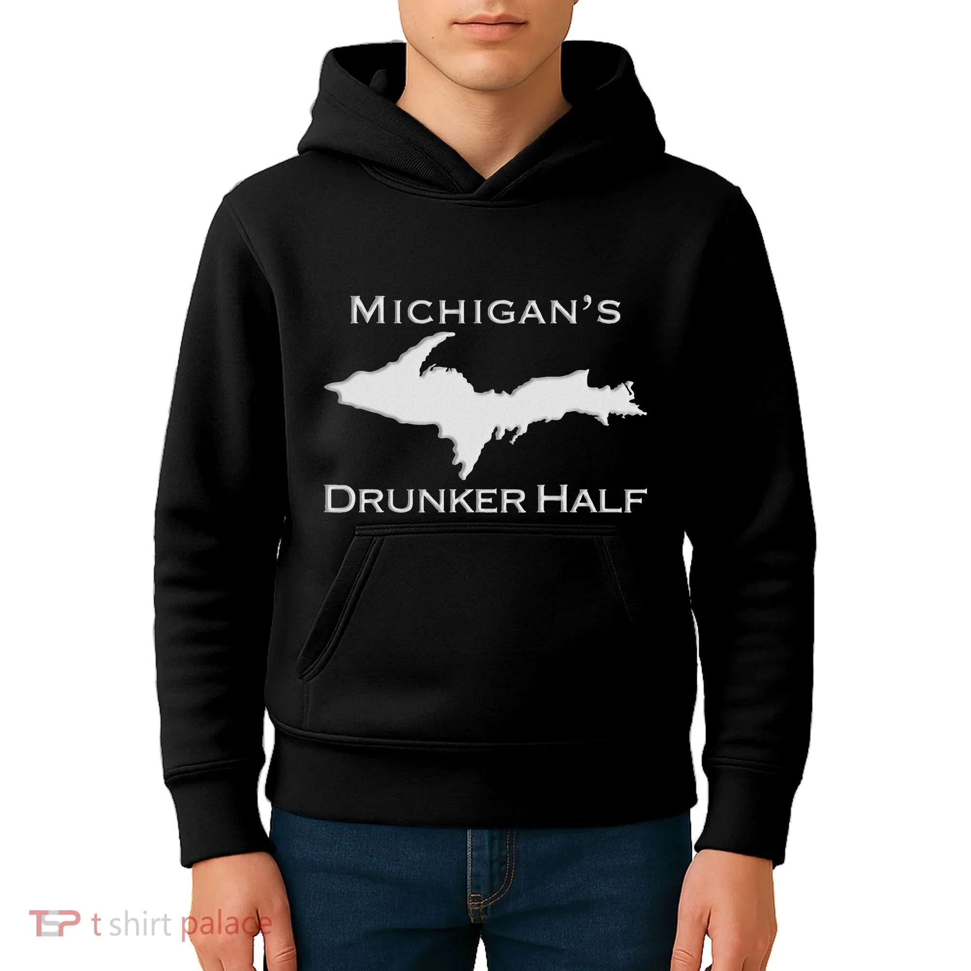 Michigans Drunker Half Upper Peninsula Yooper 906 Kids Hoodie