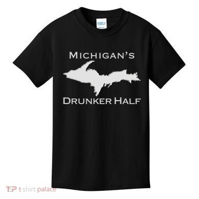 Michigans Drunker Half Upper Peninsula Yooper 906 Kids T-Shirt