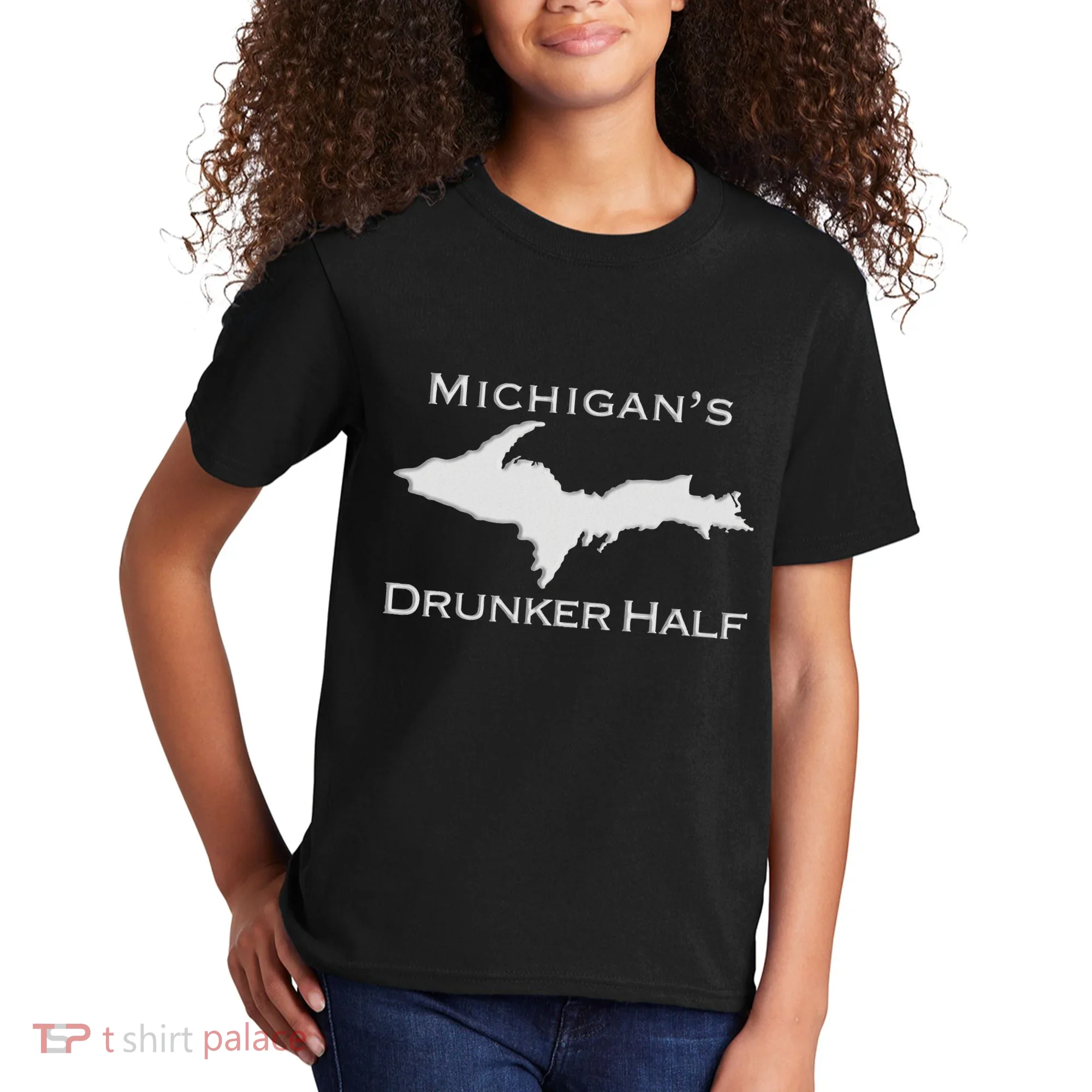 Michigans Drunker Half Upper Peninsula Yooper 906 Kids T-Shirt