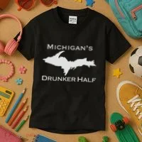 Michigans Drunker Half Upper Peninsula Yooper 906 Kids T-Shirt thumb 3