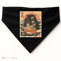 Moo Deng Hippo Eat Ramen For Japanese Style USA-Made Doggie Bandana thumb 0