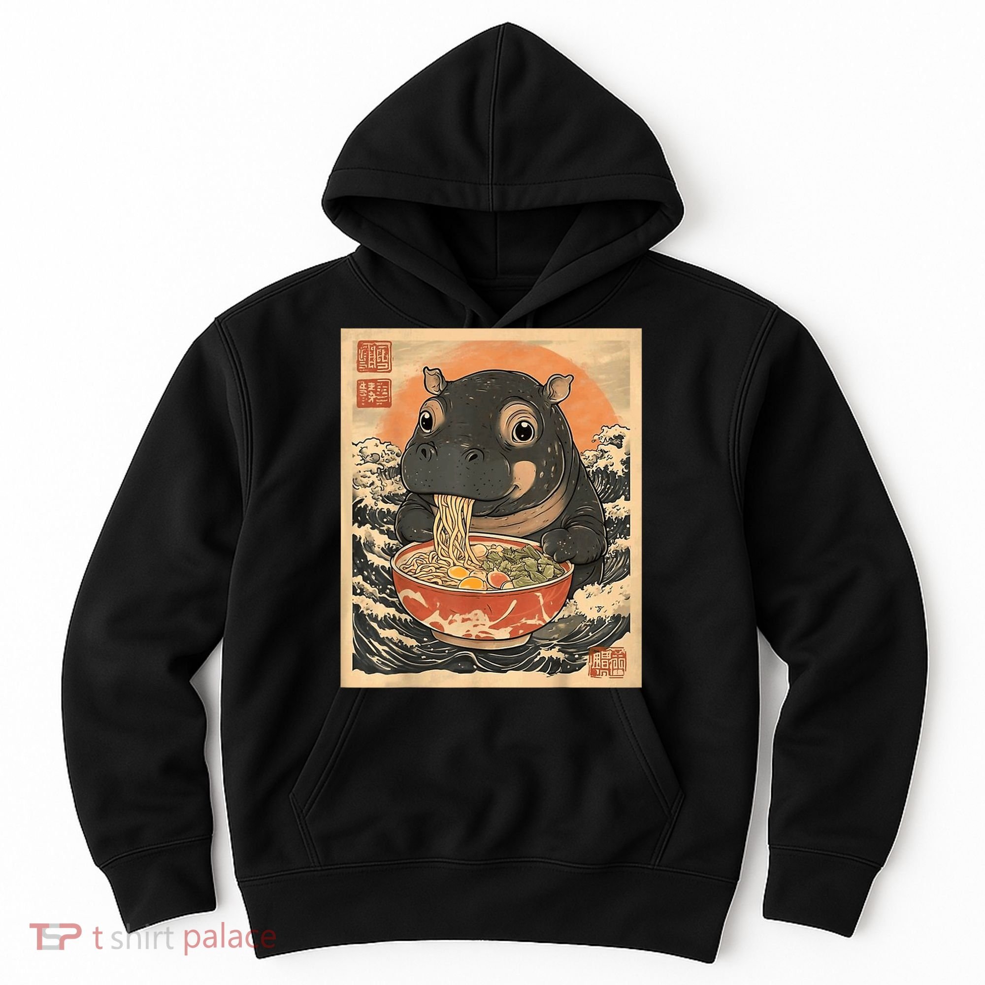 Moo Deng Hippo Eat Ramen For Japanese Style Hoodie