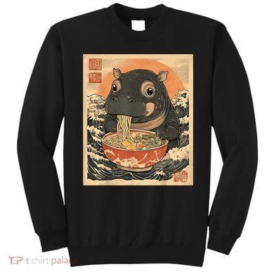 Moo Deng Hippo Eat Ramen For Japanese Style Sweatshirt