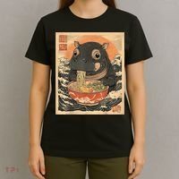 Moo Deng Hippo Eat Ramen For Japanese Style T-Shirt thumb 4