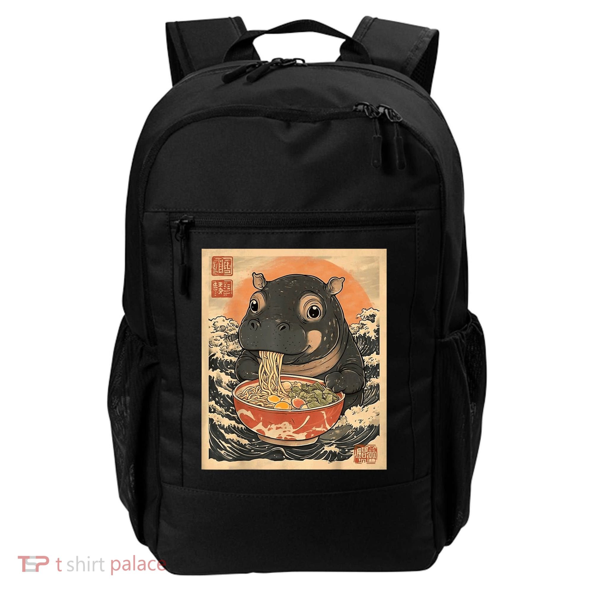 Moo Deng Hippo Eat Ramen For Japanese Style Backpack
