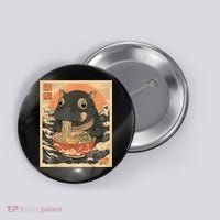 Moo Deng Hippo Eat Ramen For Japanese Style Button thumb 0