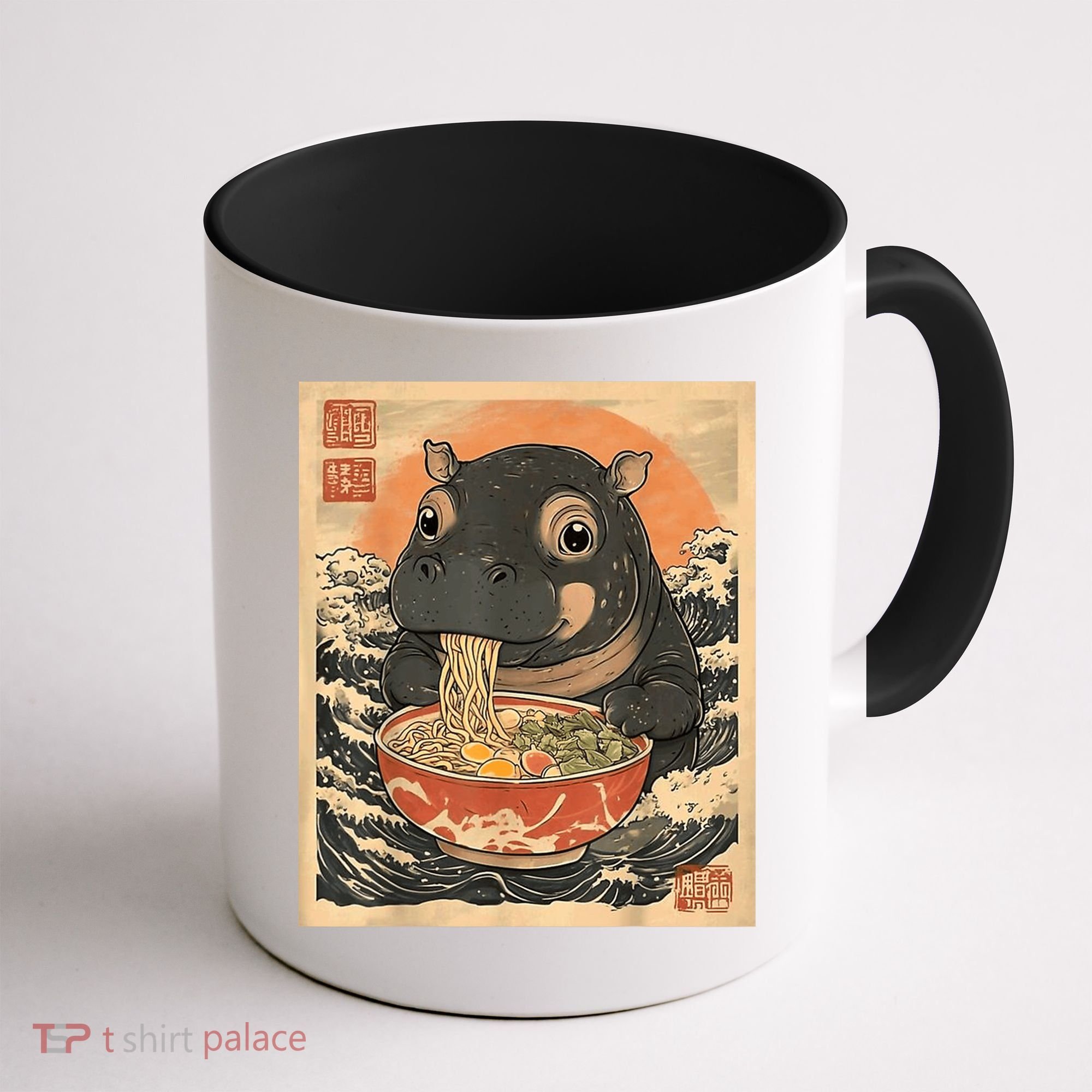 Moo Deng Hippo Eat Ramen For Japanese Style Coffee Mug