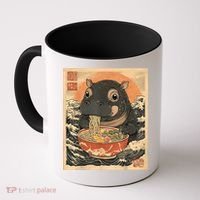 Moo Deng Hippo Eat Ramen For Japanese Style Coffee Mug thumb 0