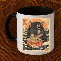 Moo Deng Hippo Eat Ramen For Japanese Style Coffee Mug thumb 2