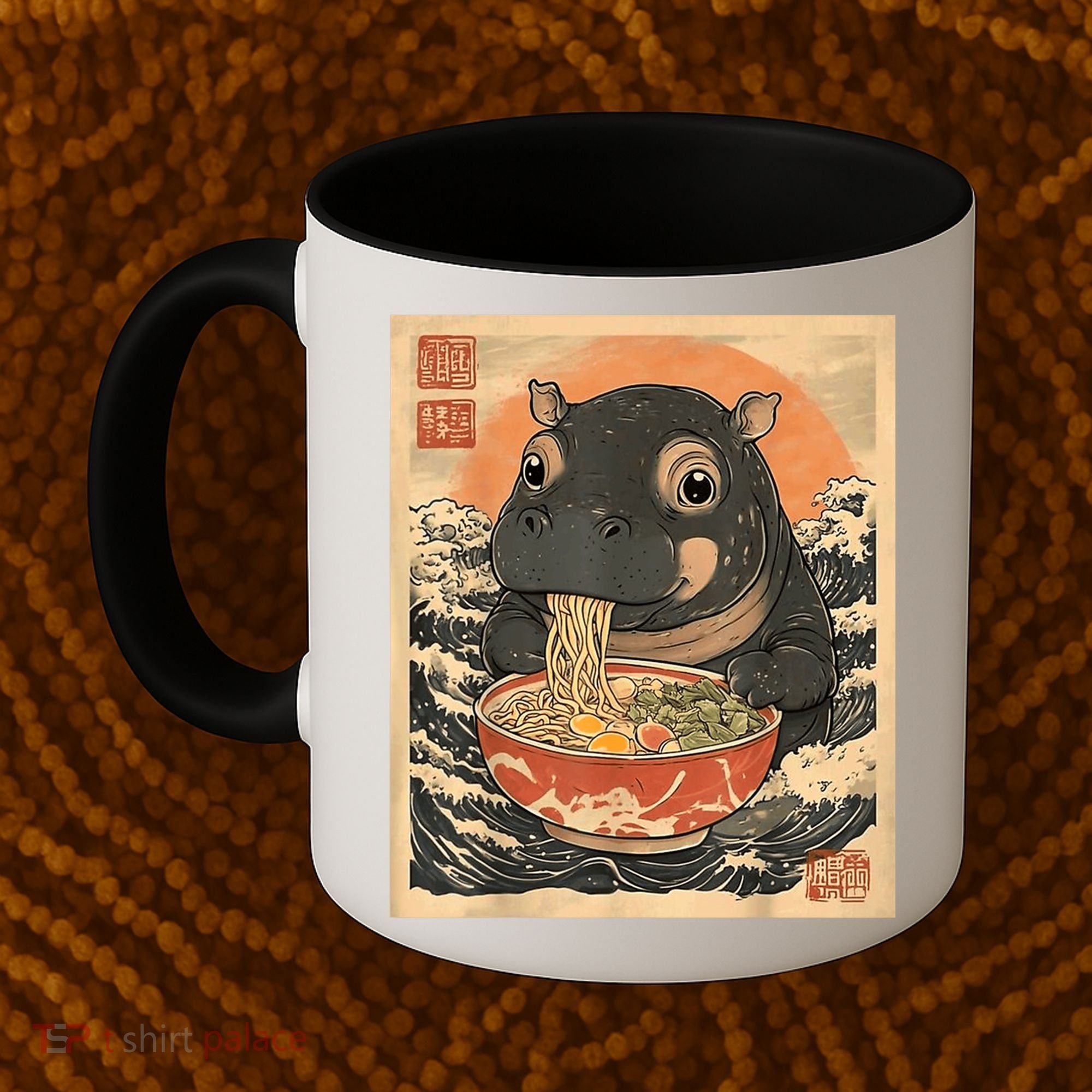 Moo Deng Hippo Eat Ramen For Japanese Style Coffee Mug
