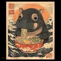 Moo Deng Hippo Eat Ramen For Japanese Style Coffee Mug thumb 5