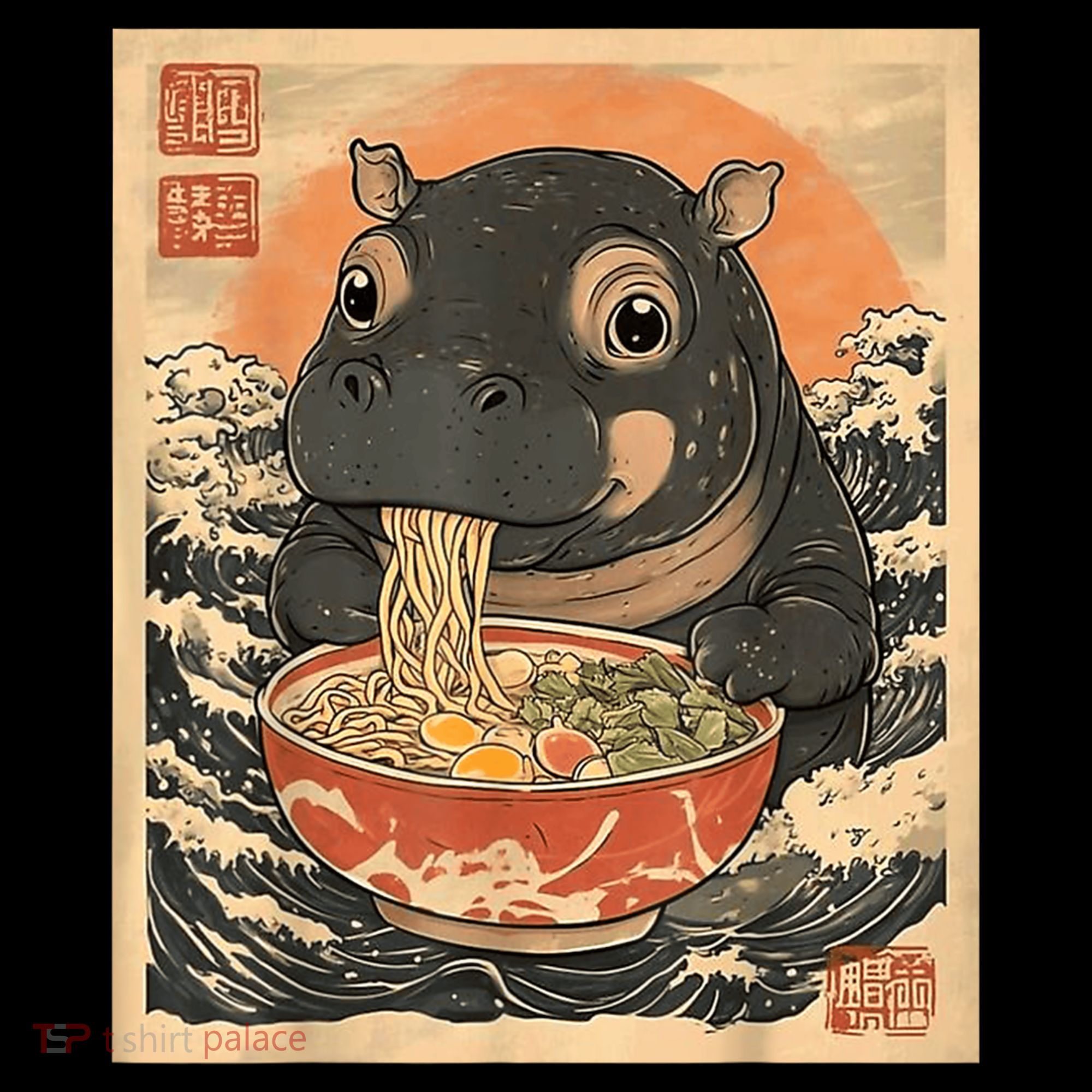 Moo Deng Hippo Eat Ramen For Japanese Style Coffee Mug