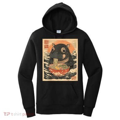 Moo Deng Hippo Eat Ramen For Japanese Style Women's Hoodie