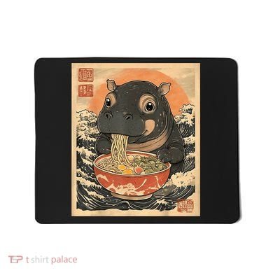 Moo Deng Hippo Eat Ramen For Japanese Style Mousepad