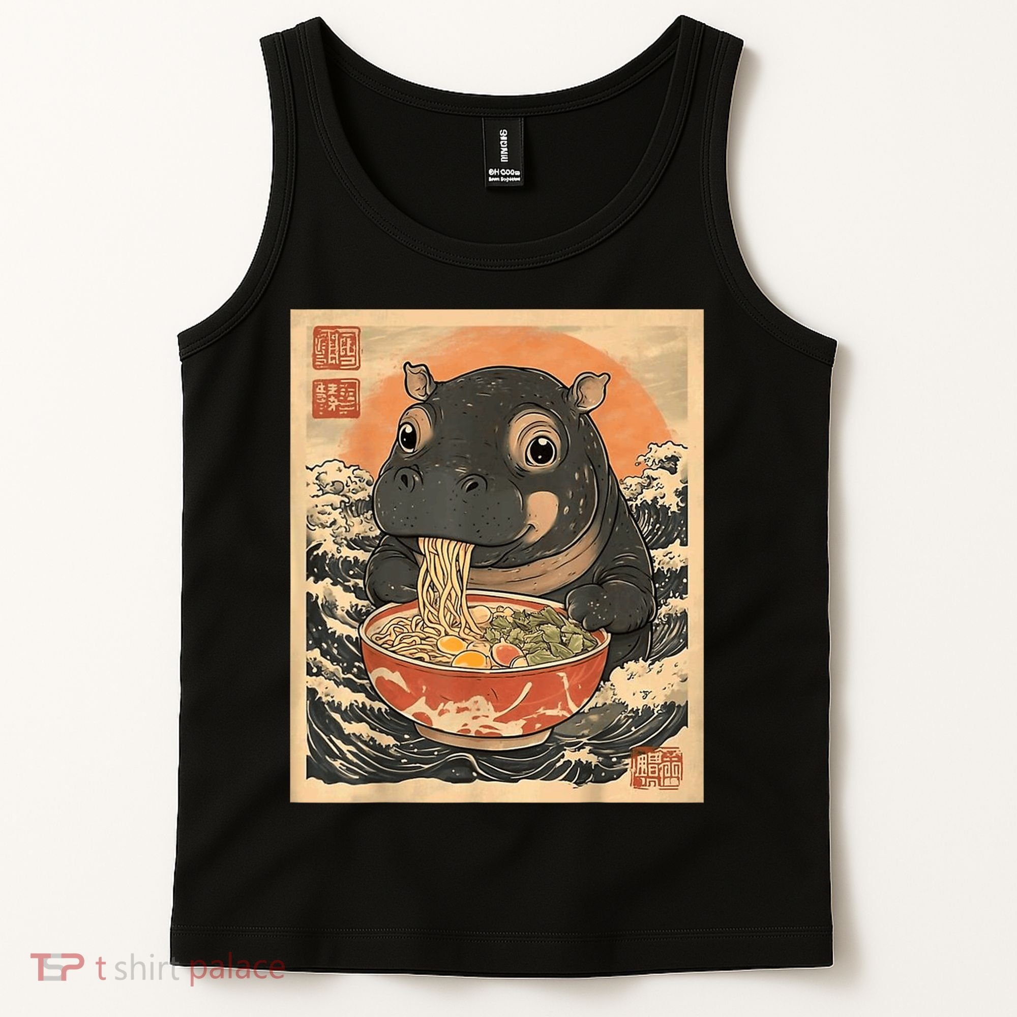 Moo Deng Hippo Eat Ramen For Japanese Style Tank Top