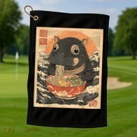 Moo Deng Hippo Eat Ramen For Japanese Style Golf Towel thumb 1