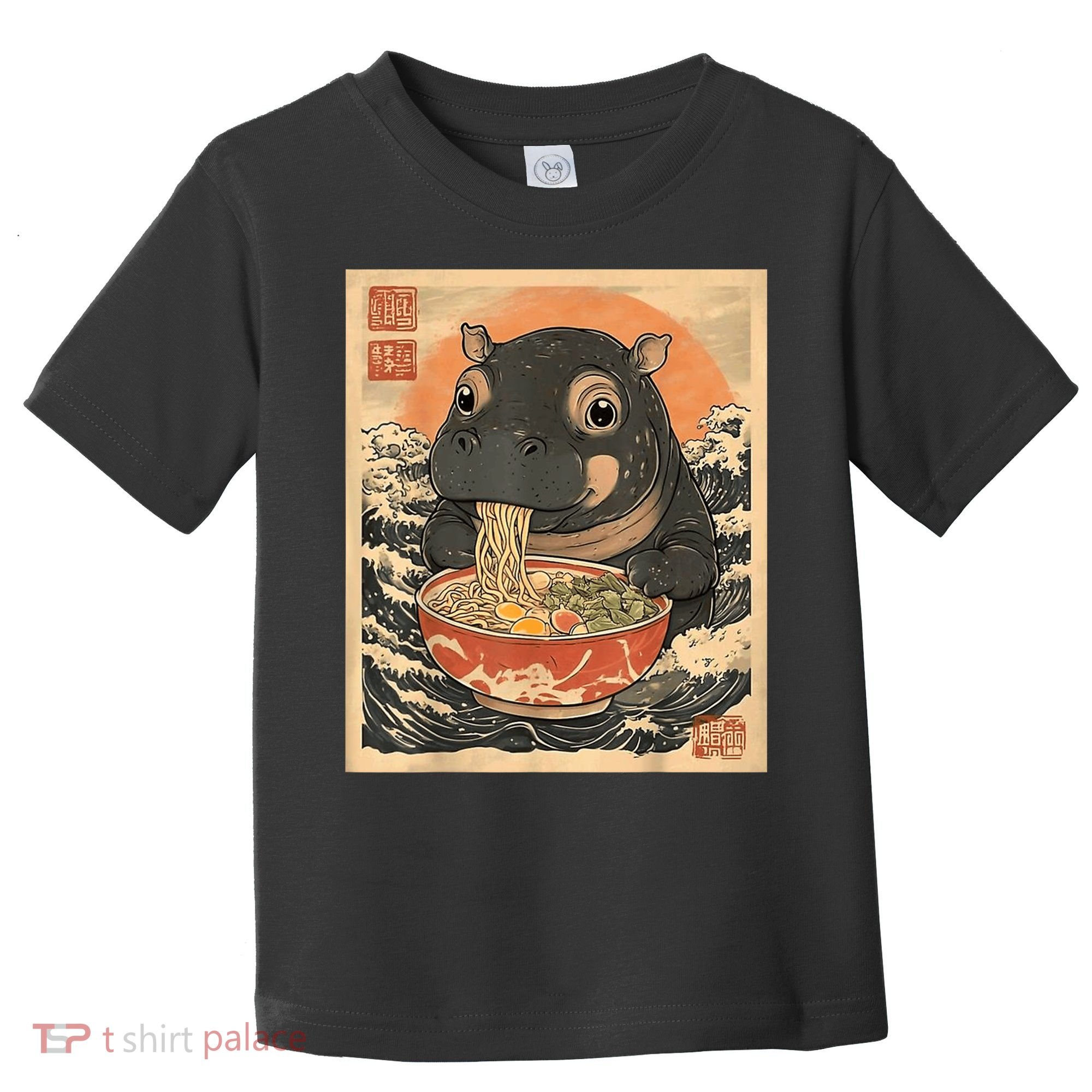 Moo Deng Hippo Eat Ramen For Japanese Style Toddler T-Shirt