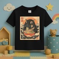 Moo Deng Hippo Eat Ramen For Japanese Style Toddler T-Shirt thumb 3