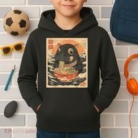 Moo Deng Hippo Eat Ramen For Japanese Style Kids Hoodie thumb 2