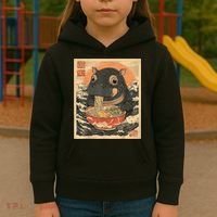 Moo Deng Hippo Eat Ramen For Japanese Style Kids Hoodie thumb 3