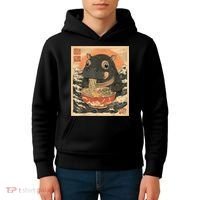 Moo Deng Hippo Eat Ramen For Japanese Style Kids Hoodie thumb 4