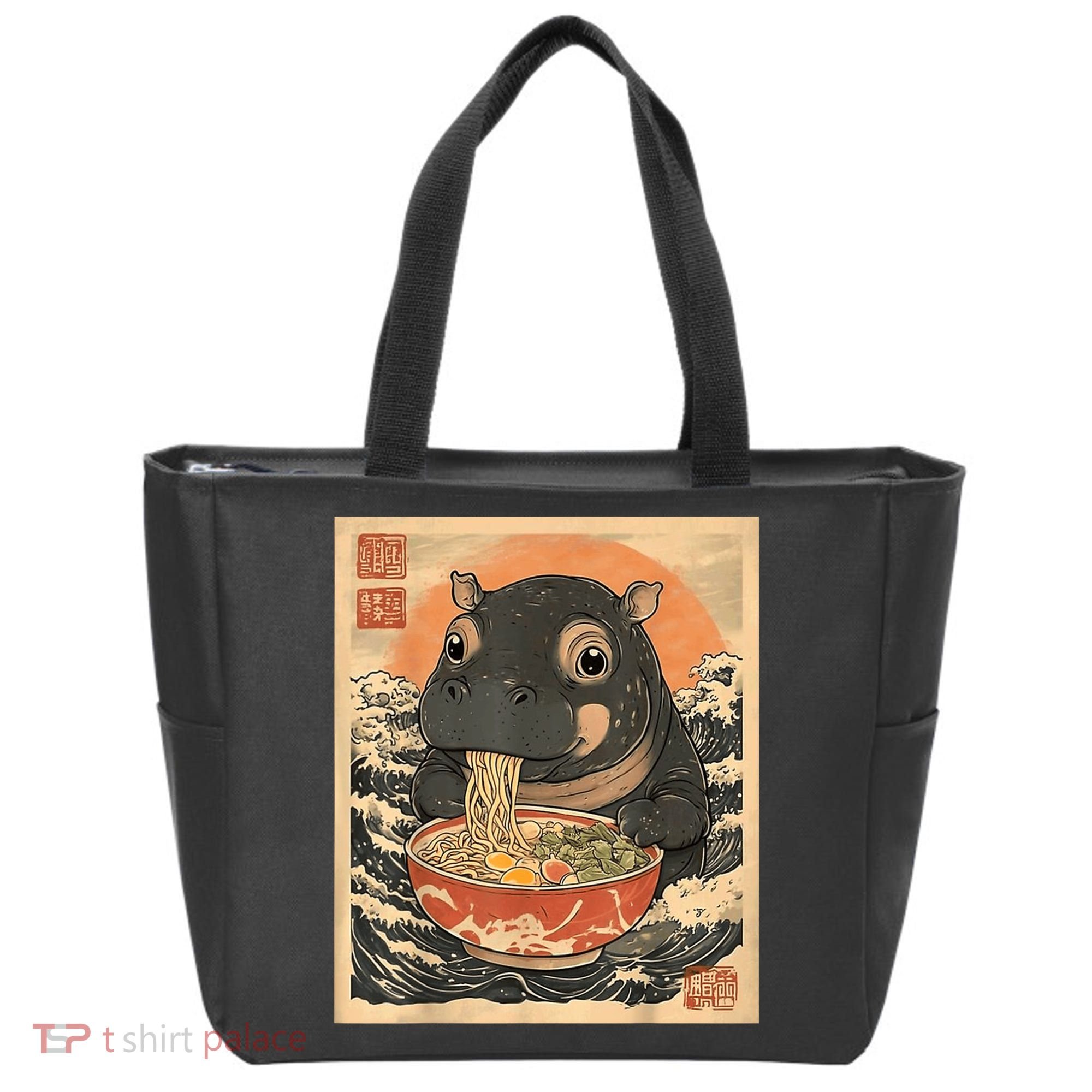 Moo Deng Hippo Eat Ramen For Japanese Style Tote Bag