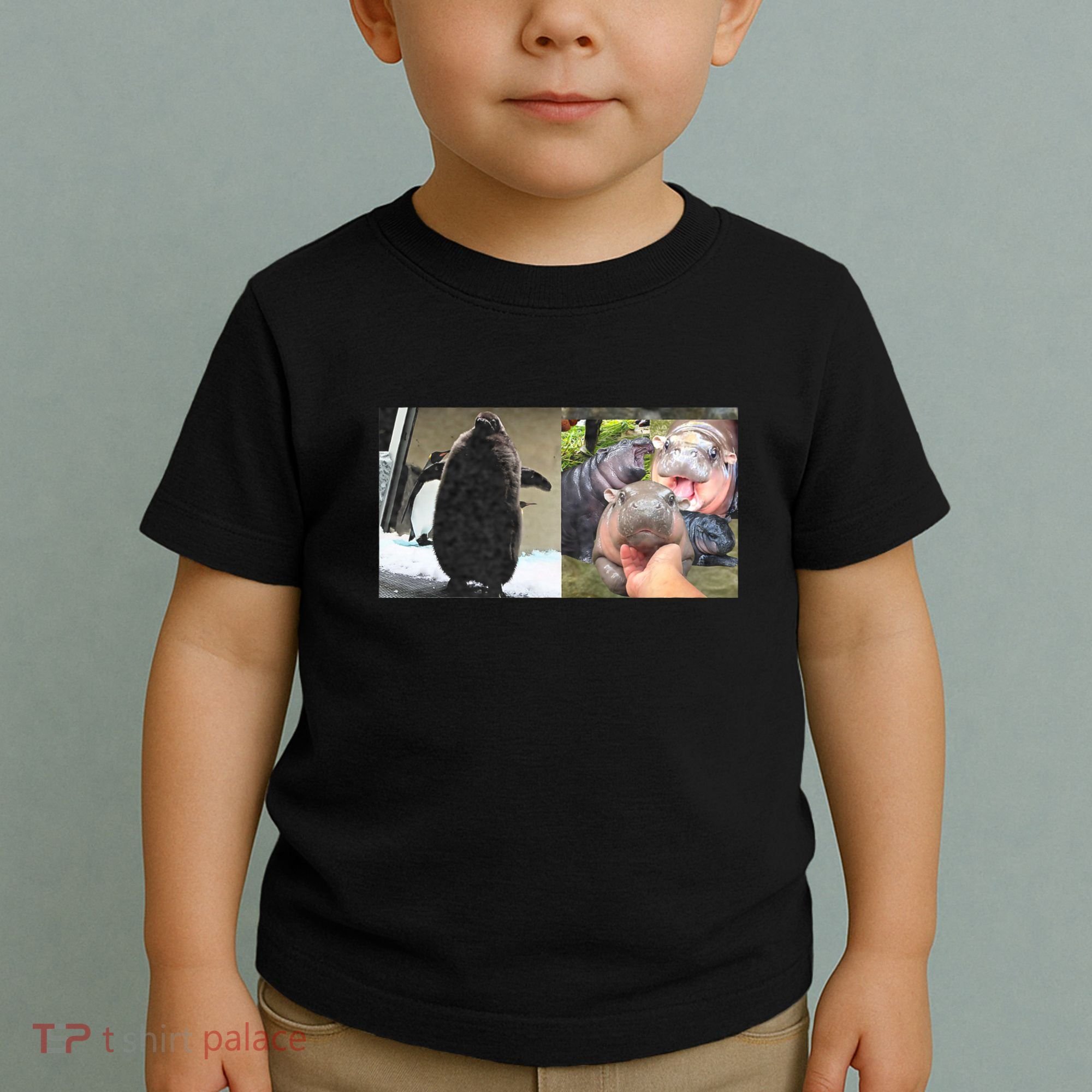 Moo Deng Hippo And Baby Penguin Pesto Toddler T-Shirt