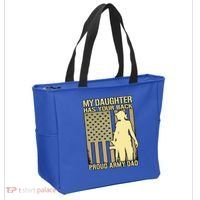 My Daughter Has Your Back Funny Gift Proud Army Dad Military Father Gift Tote Bag thumb 2