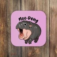 Moo Deng Hippo Baby Pigmy Hippopotamus Zoo Family Coaster thumb 0