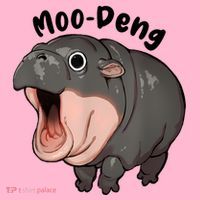 Moo Deng Hippo Baby Pigmy Hippopotamus Zoo Family Coaster thumb 2