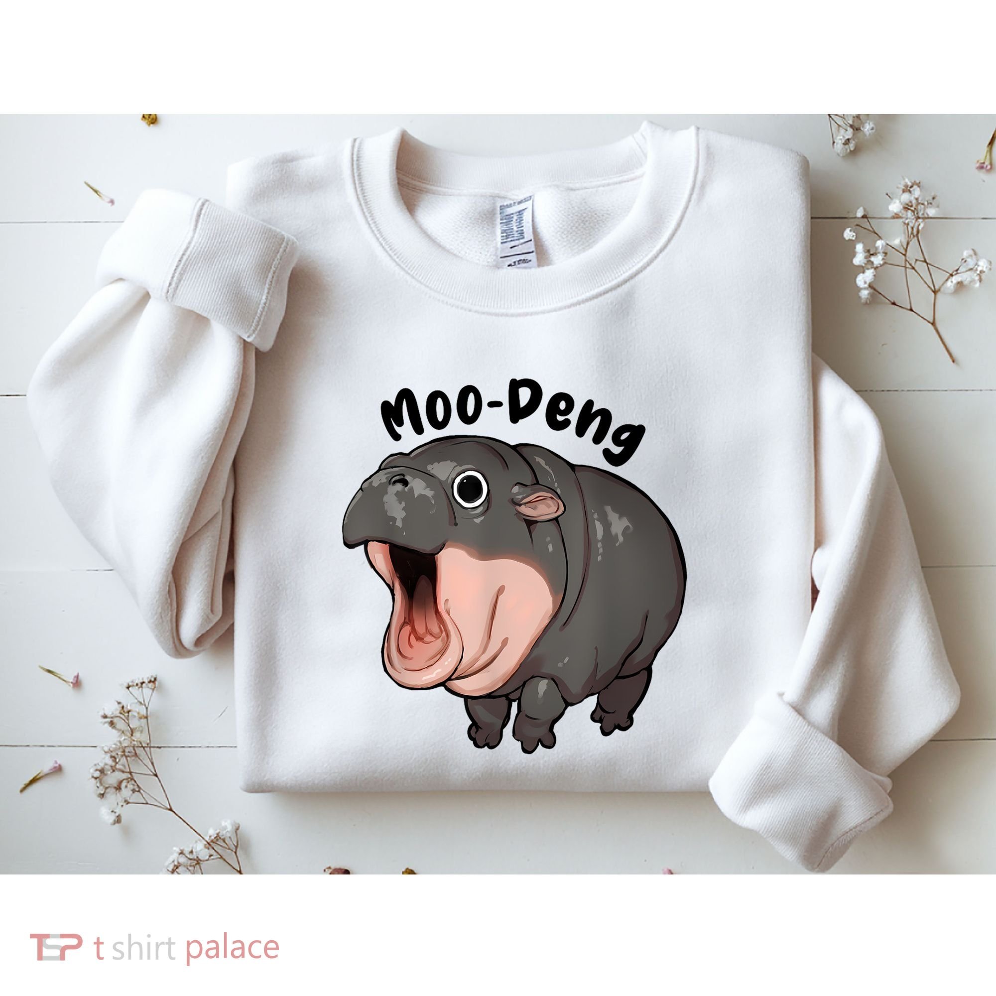 Moo Deng Hippo Baby Pigmy Hippopotamus Zoo Family Sweatshirt