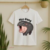 Moo Deng Hippo Baby Pigmy Hippopotamus Zoo Family T-Shirt thumb 2