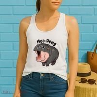 Moo Deng Hippo Baby Pigmy Hippopotamus Zoo Family Women's Tank Top thumb 2