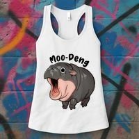 Moo Deng Hippo Baby Pigmy Hippopotamus Zoo Family Women's Tank Top thumb 3