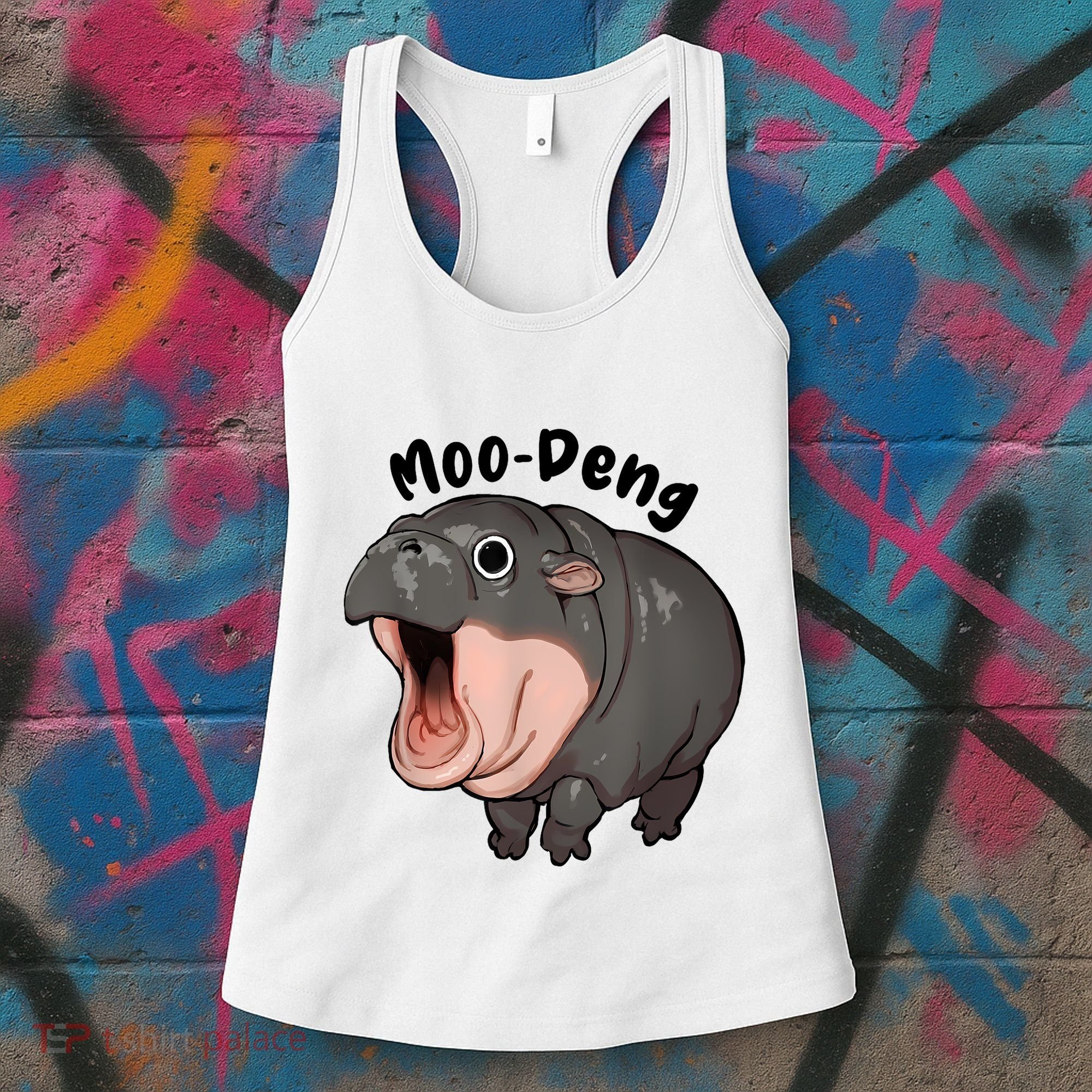 Moo Deng Hippo Baby Pigmy Hippopotamus Zoo Family Women's Tank Top
