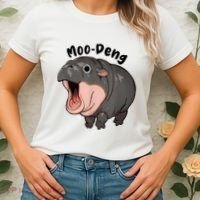 Moo Deng Hippo Baby Pigmy Hippopotamus Zoo Family Women's T-Shirt thumb 2