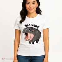 Moo Deng Hippo Baby Pigmy Hippopotamus Zoo Family Women's T-Shirt thumb 4