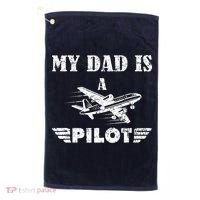 My Dad Is A Pilot Airplane Aviation Pilot's Aeroplane Golf Towel thumb 0