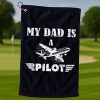 My Dad Is A Pilot Airplane Aviation Pilot's Aeroplane Golf Towel thumb 1