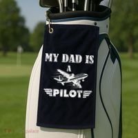 My Dad Is A Pilot Airplane Aviation Pilot's Aeroplane Golf Towel thumb 2