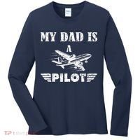 My Dad Is A Pilot Airplane Aviation Pilot's Aeroplane Women's Long Sleeve Shirt thumb 0