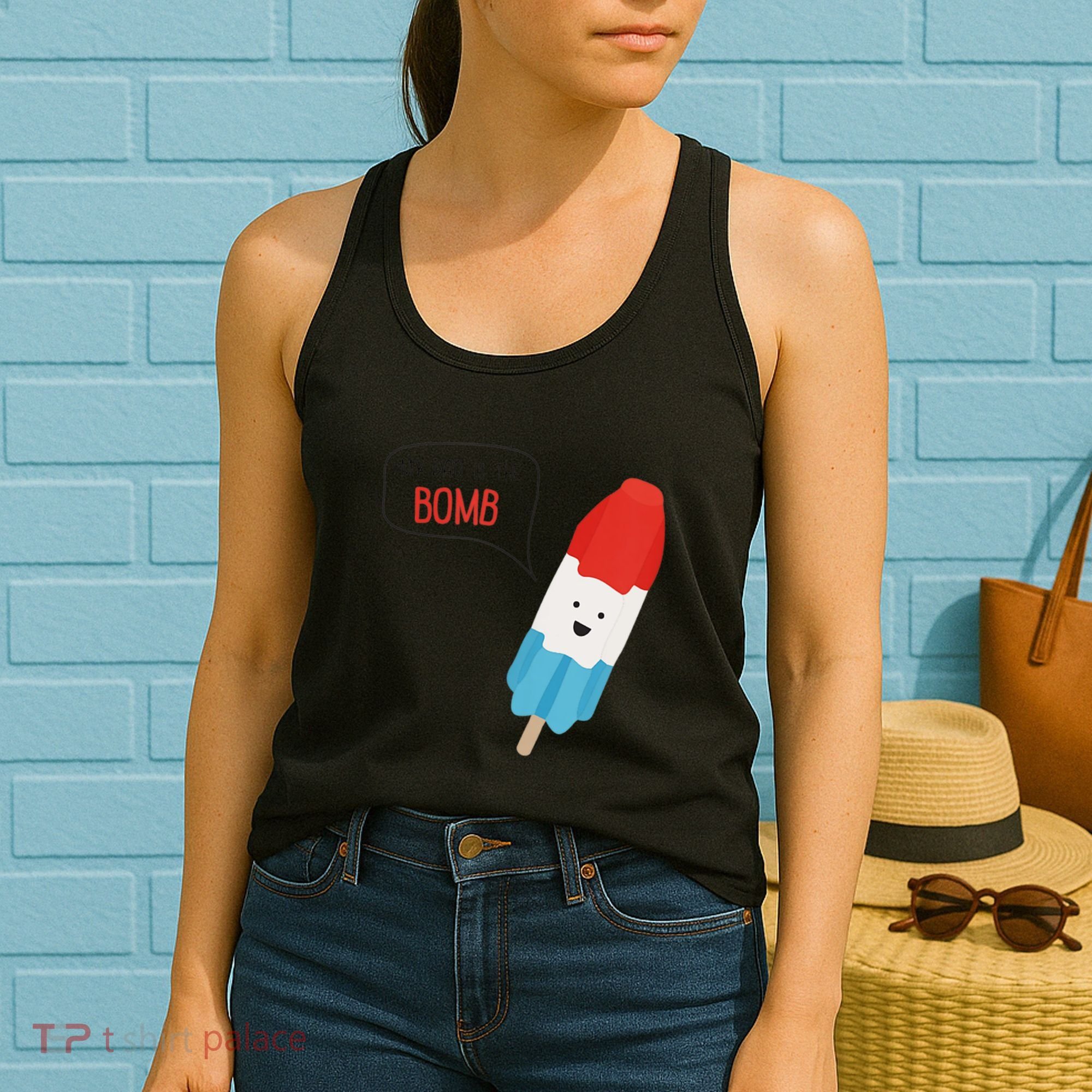 My Dad Is The Bomb Pop Funny Icecream Popsicle Summer Women's Tank Top
