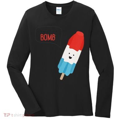 My Dad Is The Bomb Pop Funny Icecream Popsicle Summer Women's Long Sleeve Shirt